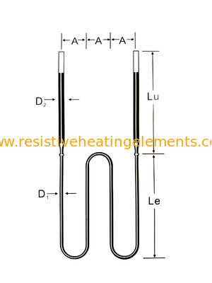 MoSi2 en forma de W elemento de calefacción 220V 380V Moly Disilicide para horno de vacío